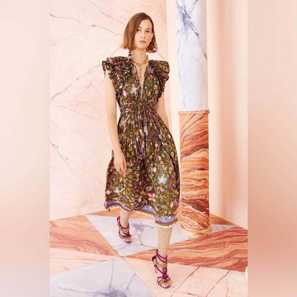 Ulla Johnson Arina Dress Pine Floral, Size 2